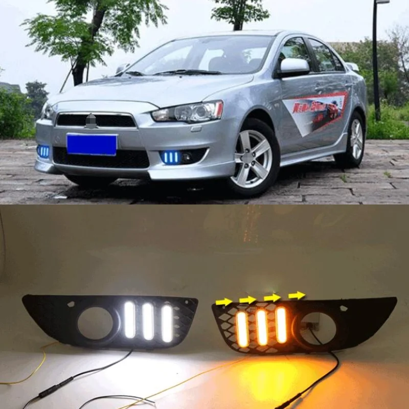 LED DRL Daytime Running Light fendinebbia 12V luci di marcia per auto per Mitsubishi Lancer EX 2009-2014