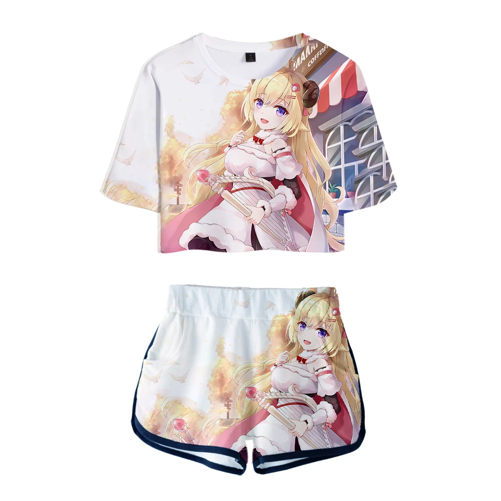 

HOLOLIVE VTuber Tsunomaki Watame 3D Summer unisex Sets Sexy Short Tops+shorts Elastic Waist Suit Vitality Kawaii Two Piece Sets