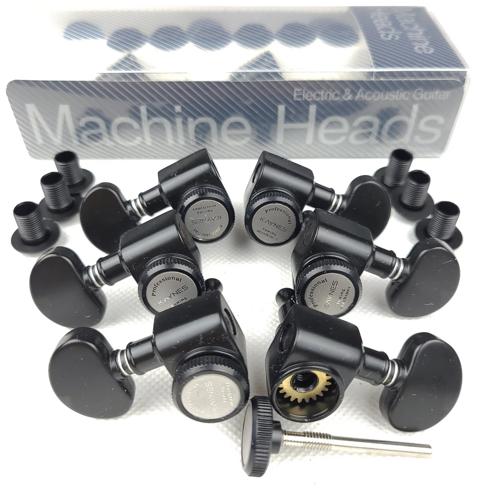 1 Set Kaynes 3R3L Locking Electric Guitar Machine Heads Tuners For LP SG Electric Guitar Lock String Tuning Pegs Black