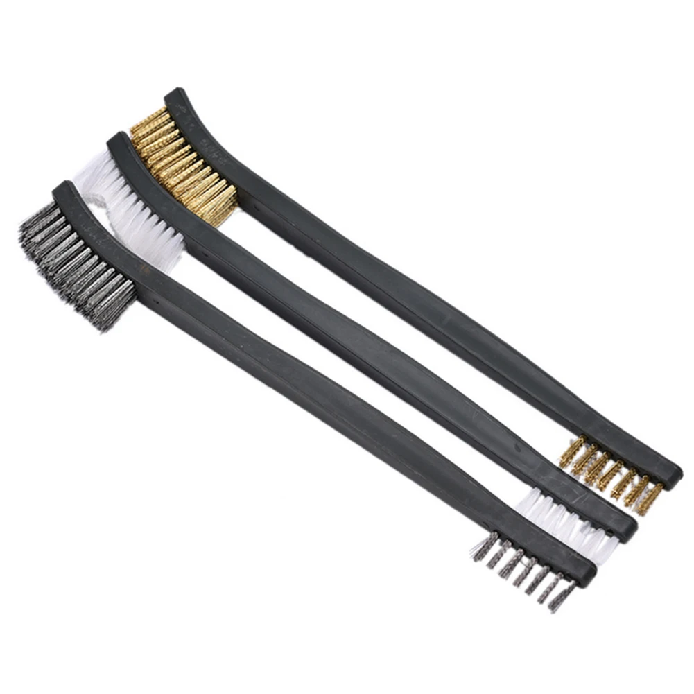 3pcs Mini Hand Wire Brush Set Steel Brass Nylon Cleaning / Polishing Details / Metal Rust Brush / Light Scrubbing