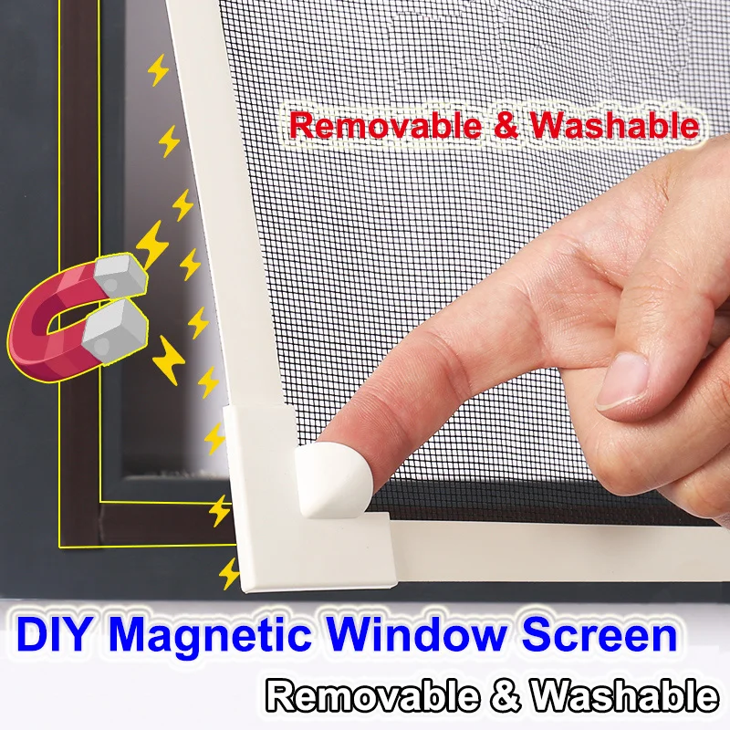 Adjustable DIY Magnetic Window Screen windows, Removable Washable, Invisible Fly Mosquito Screen Net, Mesh Customize