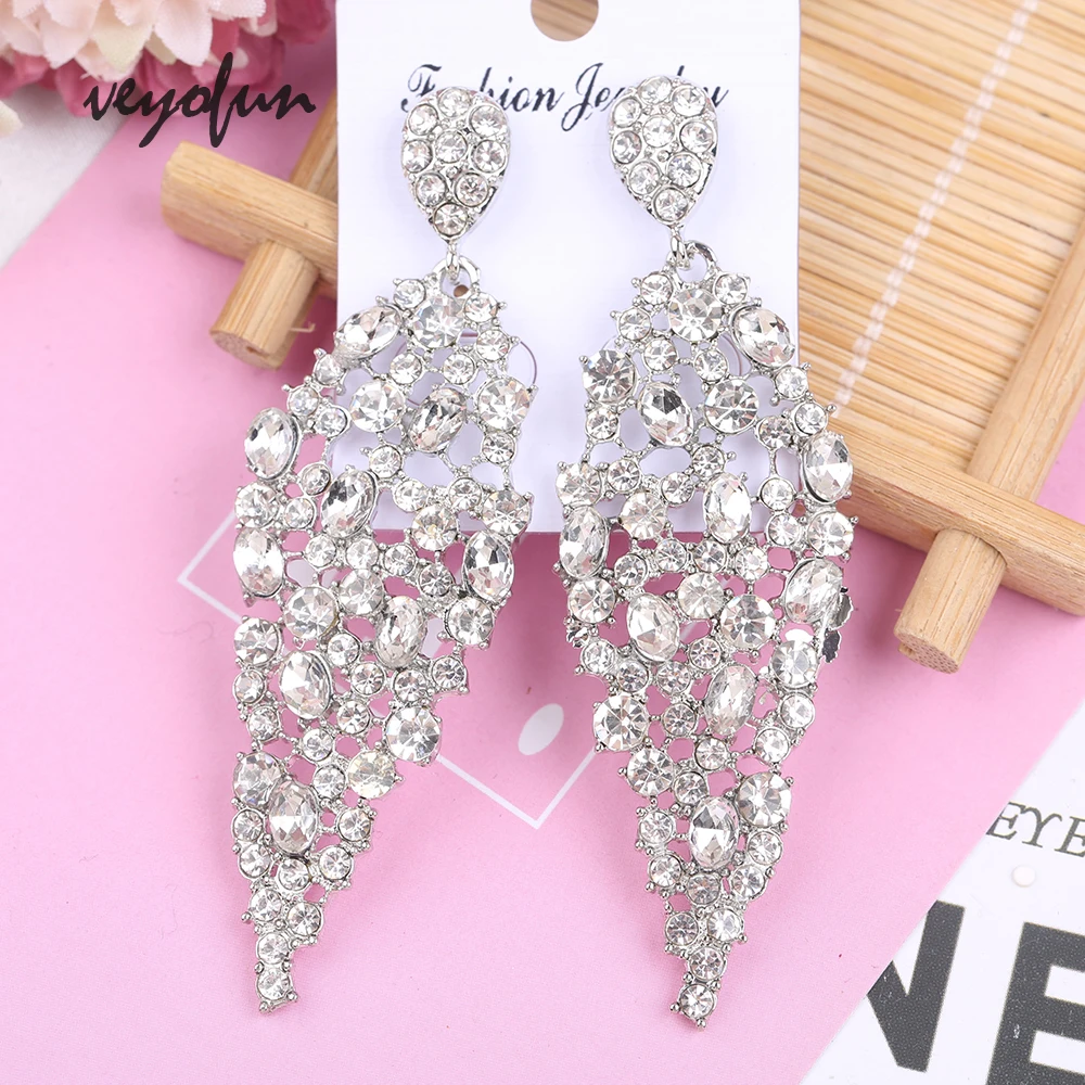 Veyofun Hollow out Rhinestone Dangle Earrings Luxury ZA Drop Earrings For Woman Fashion Jewelry New