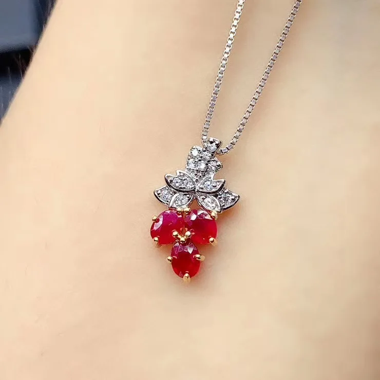 

Best Gift Natural and Real Ruby necklace pendant S925 sterling silver Natural real ruby Pendant