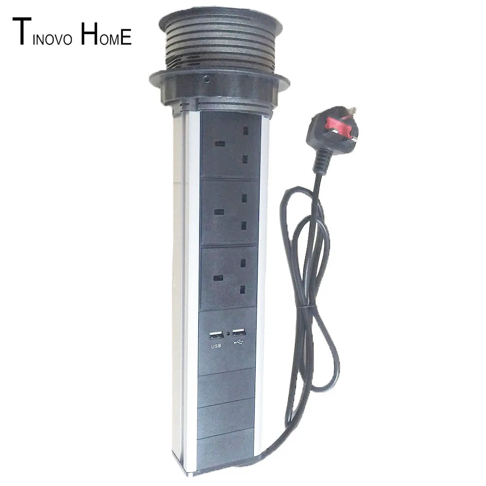 Desktop socket / pull-up socket / hidden / aluminum alloy material / 3-bit British standard socket / USB charging function pu-01