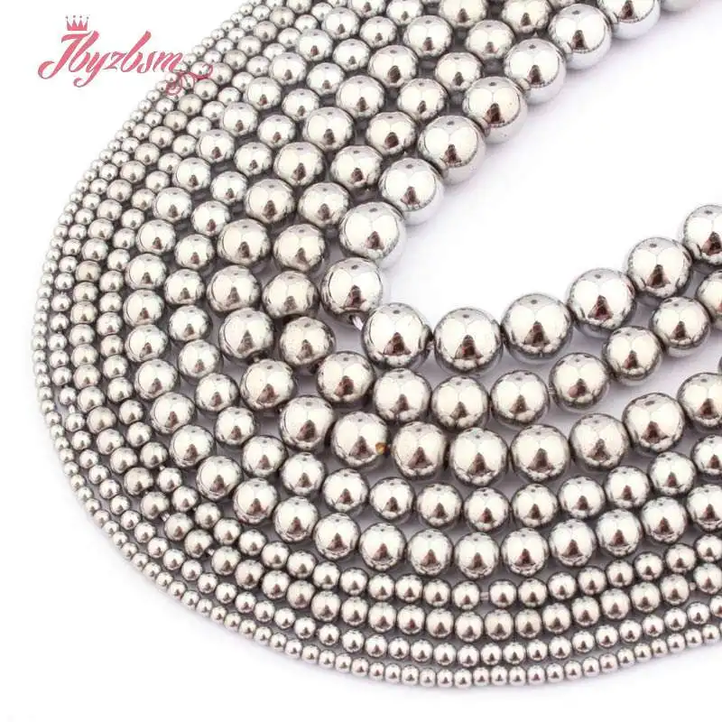 Natural Hematite Beads Smooth Round Loose DIY Stone Strand 15 Inch 3/4/6/8mm For Necklace Bracelet Jewelry Making Free shipping