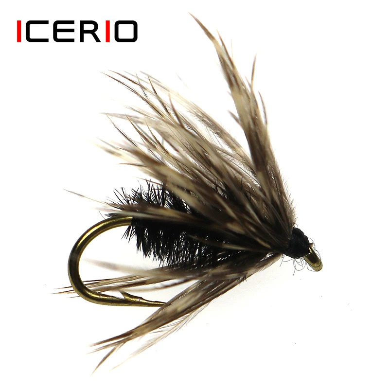 ICERIO 8PCS Pheasant Feathers Hackle Dry Flies Tying Hook Trout Fishing Fly Lure Bait