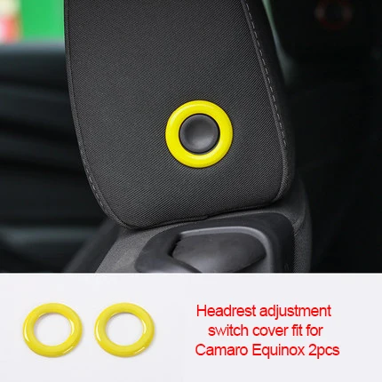 

For Chevrolet Camaro Bumblebee 2017-2020 chrome yellow color Headrest adjustment switch cover 2pcs