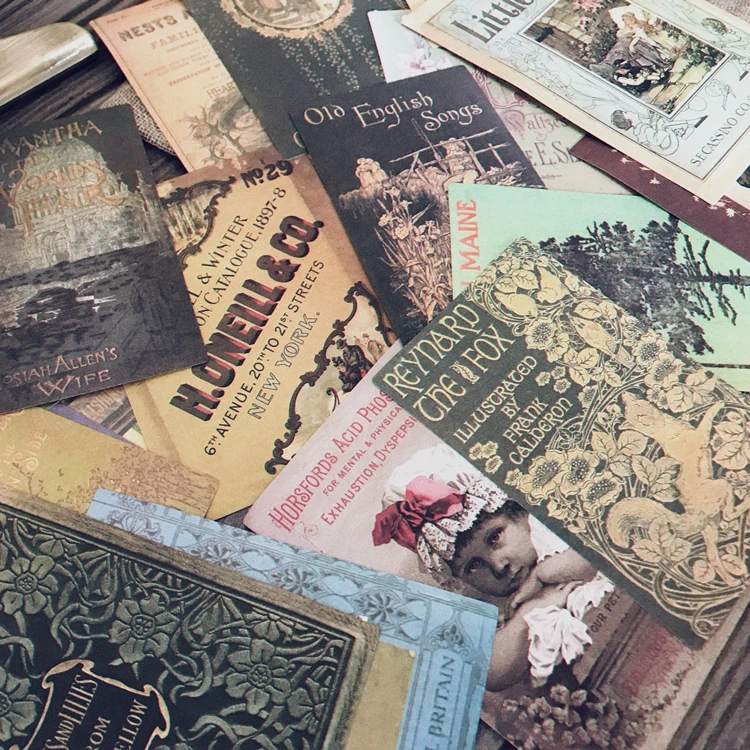 Old Books Cover Vintage Stickers Junk Journal Planner Scrapbooking Material Decorative Stickers DIY Craft Photo Albums