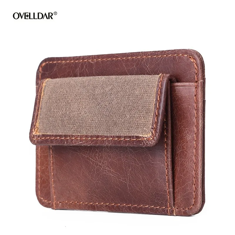 

Genuine Leather Credit Card Retro Style Oil Wax Ultra-thin Card Holder Men and Women Leather Credit Card Mini Card Bag Coin Bag