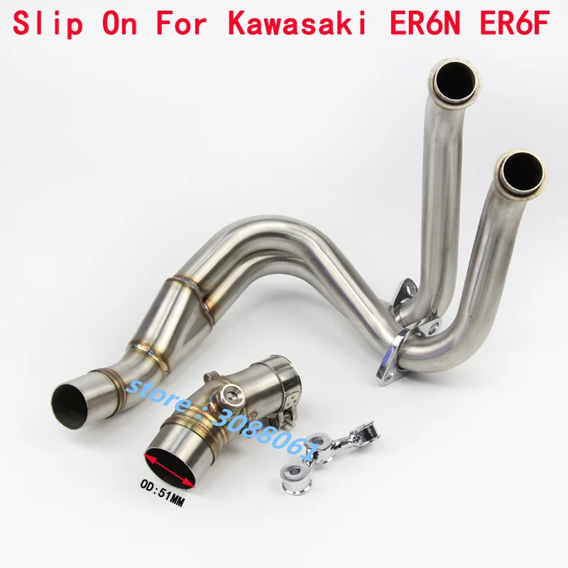 Slip On For KAWASAKI ER6N ER6F 2012 - 2016 versys 650 2015 - 2017 Motorcycle Exhaust Connector Front Link Pipe Without Muffler