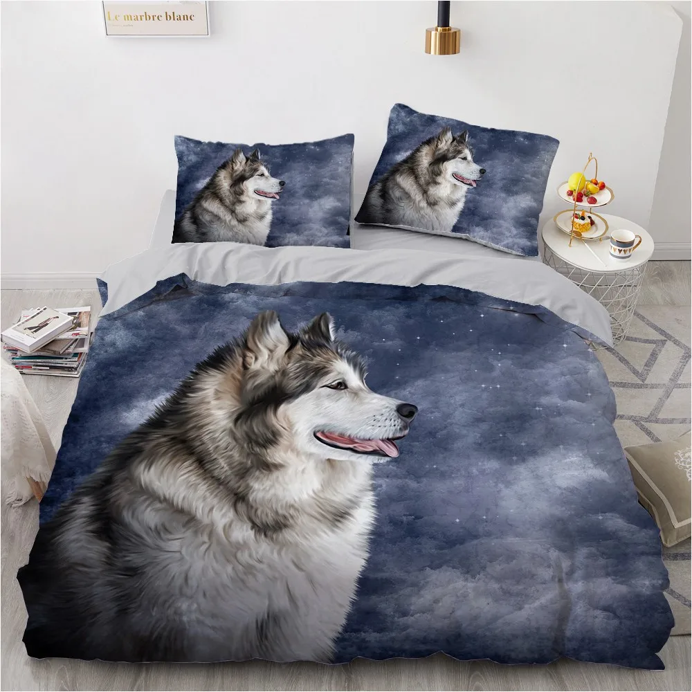 

Black Bedding Sets 3D Wolf Duvet Quilt Cover Set Comforter Bed Linens Pillowcase King Queen Full Double Home Texitle