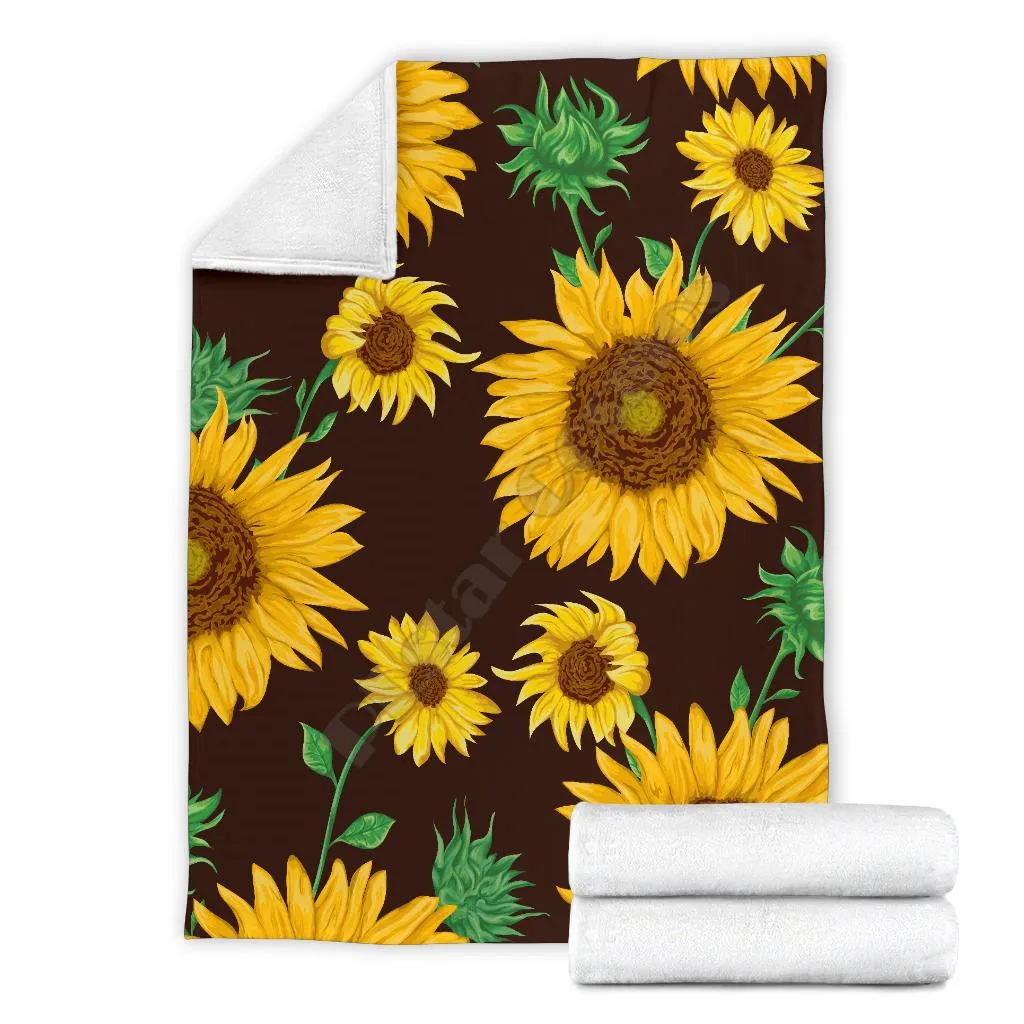 

Brown Boho Sunflower Feece blanket 3D Printed Blanket Adults/kids Sherpa Blanket On Bed Home Textiles Home Accessories