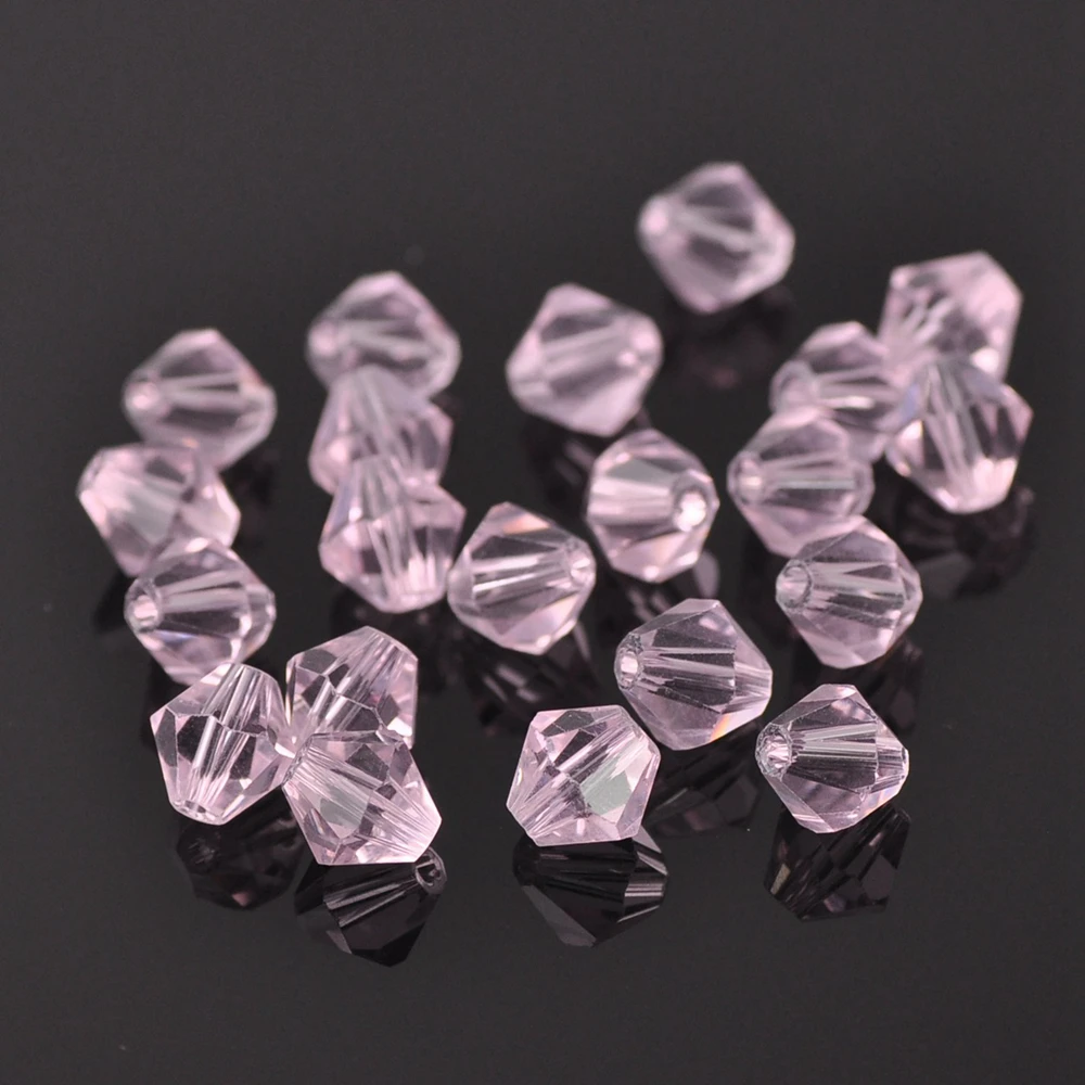 Pure Color Bicone Faceted Crystal Glass Loose Spacer Beads Lot Colors 3mm 4mm 6mm 8mm For Jewelry Making DIY