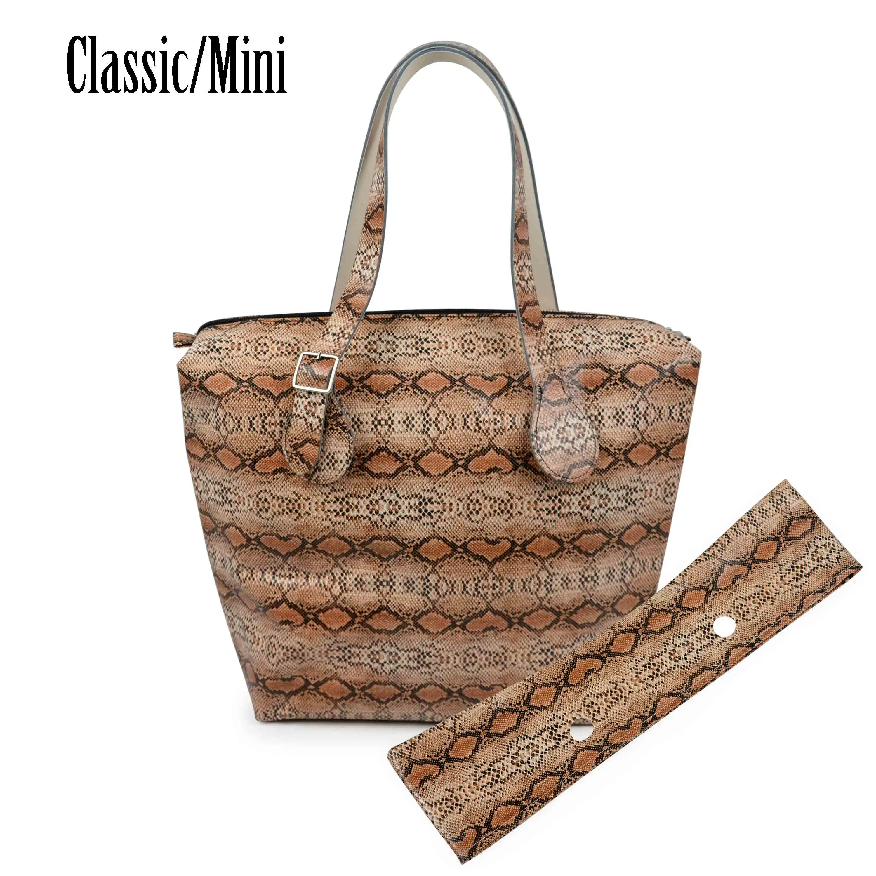 

Waterproof Snake Skin Grain PU Insert Inner Pocket Plus Trim Adjustable Handles for Classic Mini Obag O Bag Women Handbags