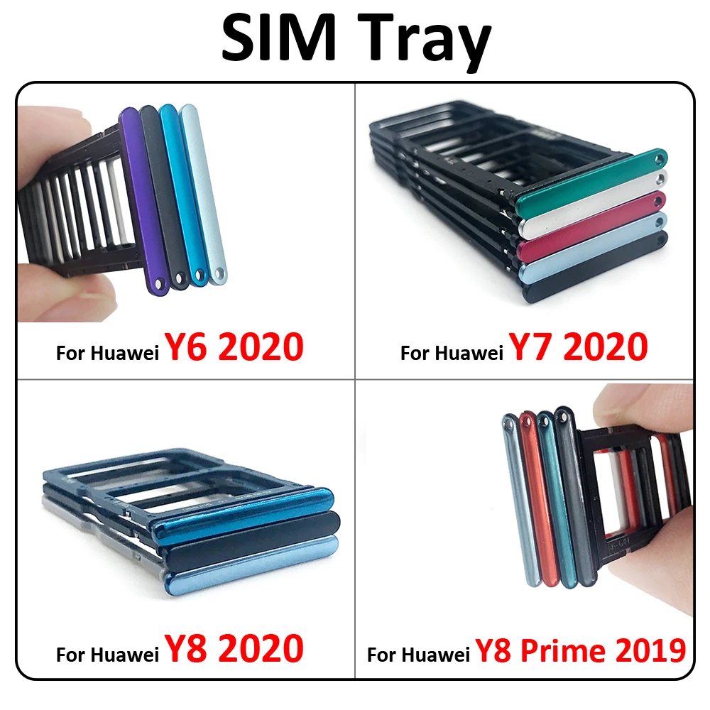 10Pcs/Lot, Micro Nano SIM Card Holder Tray Slot Holder Adapter Socket For Huawei Y6 Y7P Y8P 2020 Y9 Prime 2019 Replacement Parts