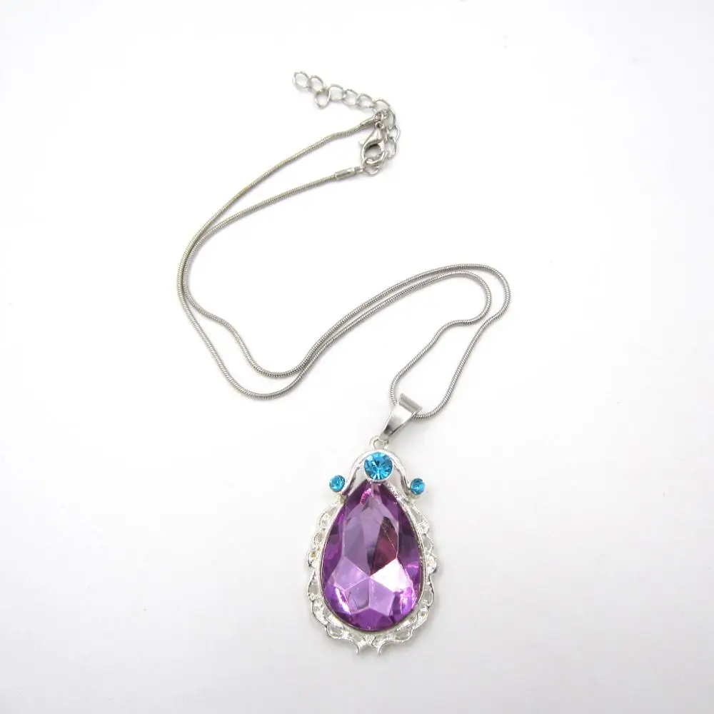 2025 New Child Girls Dress-Up Princess So Fia First Alloy Chain Purple Teardrop Amulet Pendant Necklaces Jewelry Gift For Kids