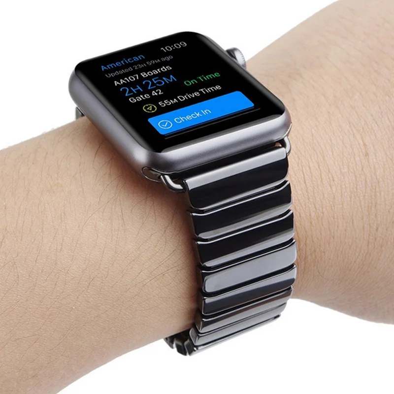 Strap for Apple Watch Band 44mm 40mm 42mm 38mm Accessories Ceramic Stainless steel butterfly bracelet iWatch series 6 5 4 3 2 se