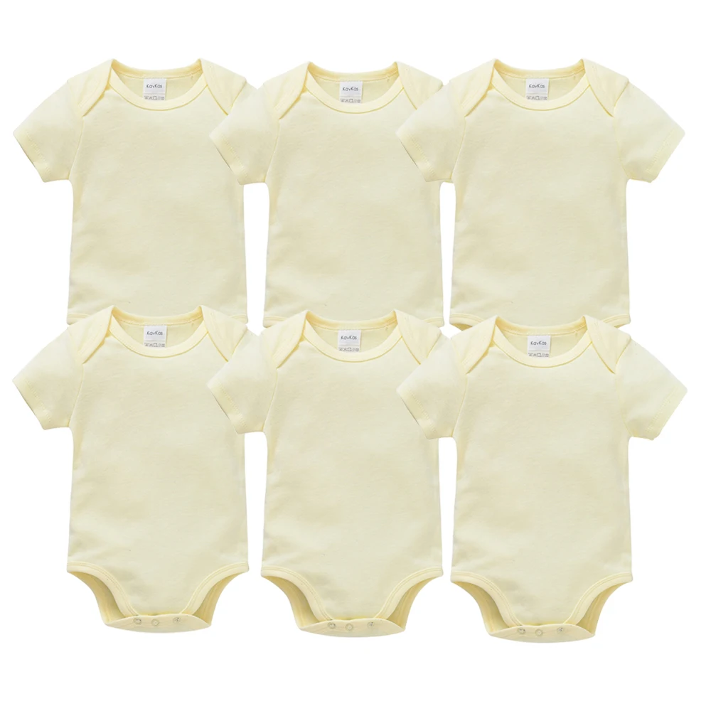 

Kavkas 6 7 Pcs/lot Baby Boy Bodysuit White Body Bebe Clothes O-Neck 0-24 Months Short Sleeve Cotton Girls Jumpsuit