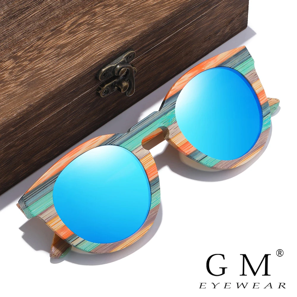 GM 2022 Years Springtime New Style Natural Bamboo Wooden Sunglasses Fashion Polarized Mirror Coating Eyewear Glasses