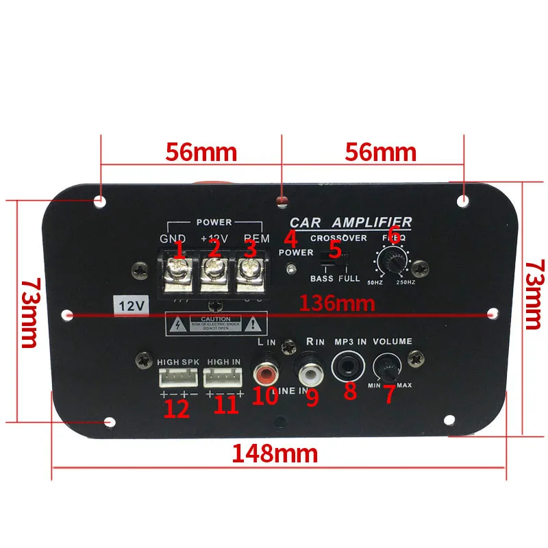 SOTAMIA 500W Subwoofer Amplifier A1941+C5198 Tube Amplifiers Full Frequency Car Amplificador For 8-12 Inch Subwoofer Speaker