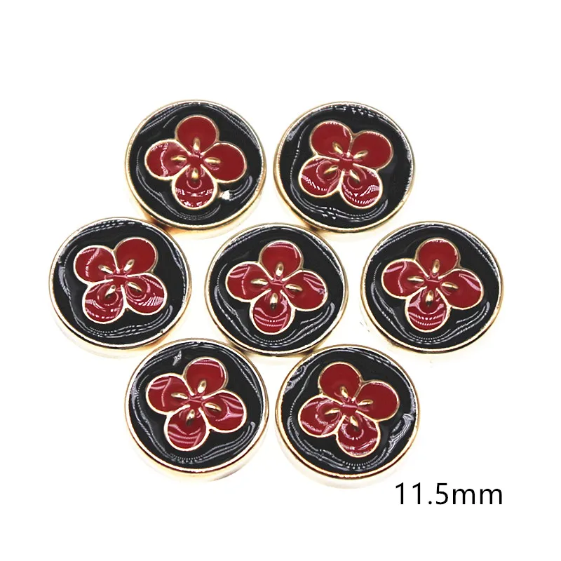 50pcs 11.5mm black/Red flower Flatback Delicate Round Buttons Home Garden Crafts Scrapbooking DIY crafts