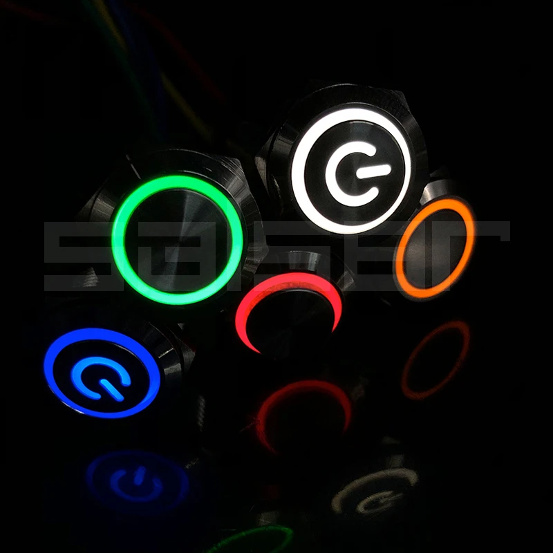 22mm DIY Momentary/Latching Colorful Useful Durable LED Power Light Waterproof Self-Locking Stainless Metal Push Button Switch