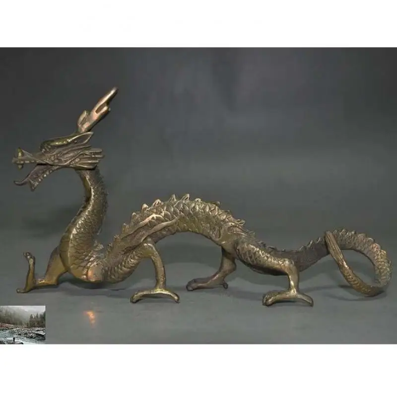 

old China bronze Feng Shui auspicious wealth Zodiac animal Dragon statue