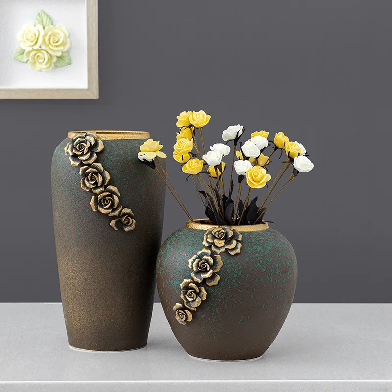 

Creative New Chinese Ceramic Floor-to-ceiling Vase Floral Soft Dry Flower Porcelain Vase Living Room Decoration Hydroponics