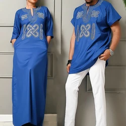 H&D South Africa Couple Clothes African Dresses For Men And Women Dashiki Embroidery Clothing Short Sleeve T-shirt Ankara Dress