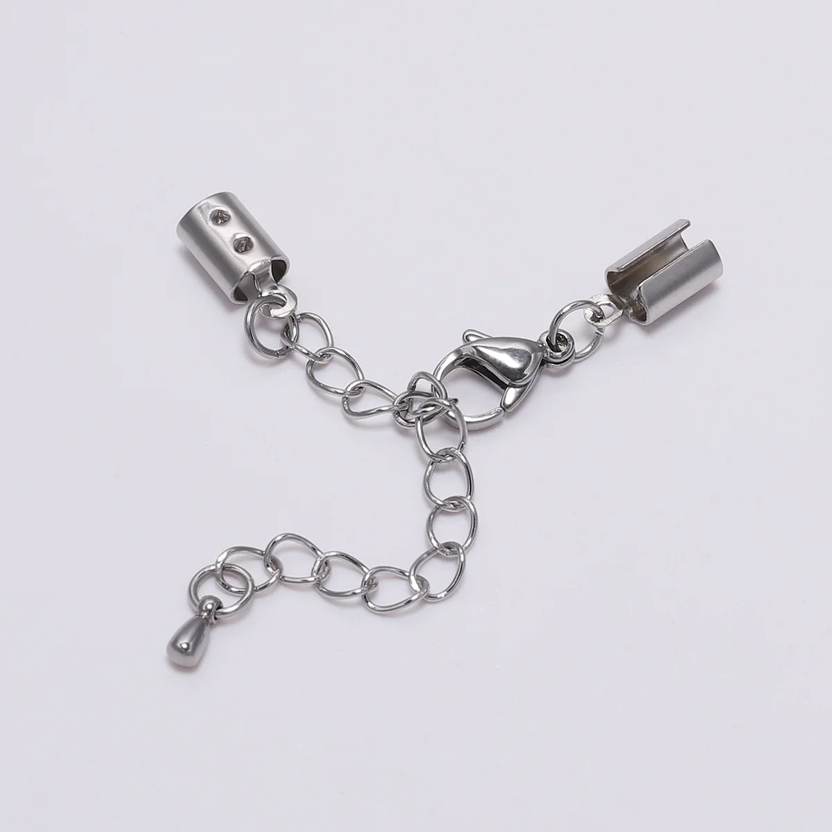 5 sztuk/partia Fit 1-5mm skórzany przewód klipsy ze stali nierdzewnej łańcuszek przedłużający zapięcie karabińczykowe złącze dla DIY tworzenia biżuterii bransoletka — zdjęcie 5