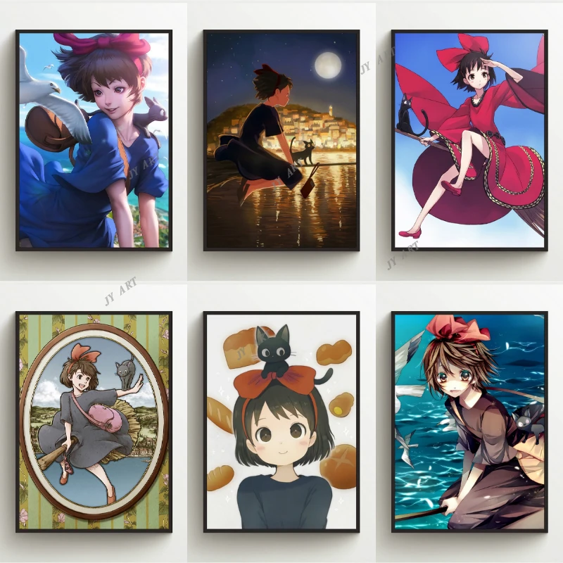 Anime Posters Kiki's Delivery Service Retro Art Nordic Style Painting on Canvas Posters and Prints Wall Picture for Living Room