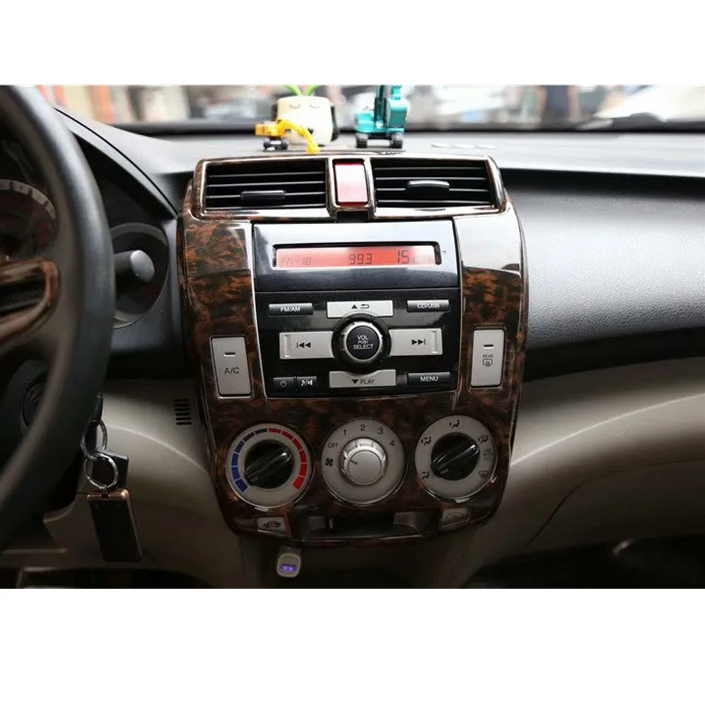 For Honda City 2008-2012 LHD Car Dashboard Central Console Cover Frame Trim Styling ABS Interior Car Accessory