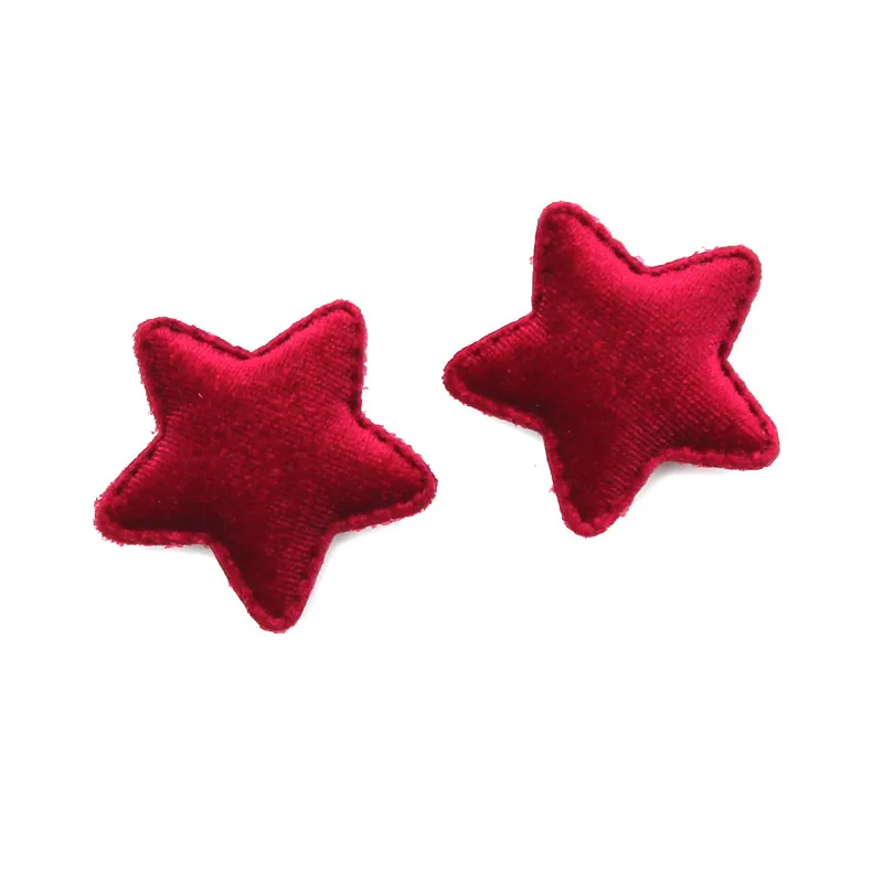 42Pcs 4.8cm Flannelette Star Shape Padded Appliques For Kids BB Clip DIY Velvet Decor Ornament and Garment Accessoires Wholesale