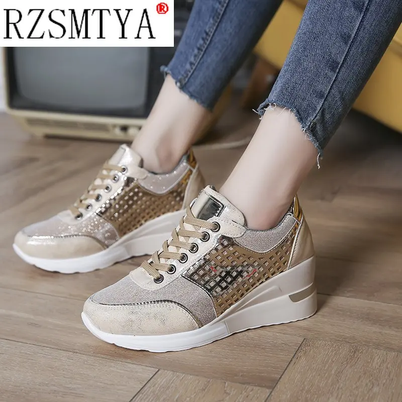 2021 Summer Hot Lady Shoes Women Sneakers Leopard Mesh Breath Women Running Female Shoes Outdoor Flat Platform Zapatos Mujer