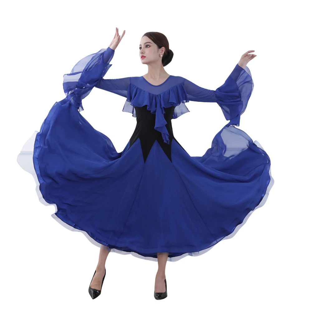 

Flared Sleeves Ballroom Dance Competition Dresses For Woman Waltz Dresses Standard Dance Dress Modern Costumes Foxtrot Dress