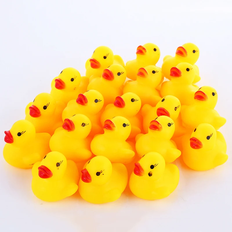 60-120pcs Baby Bath Ducks Shower Water Toys  Swimming Pool Float Squeaky Sound Rubber Ducks Toys for Childre Gifts