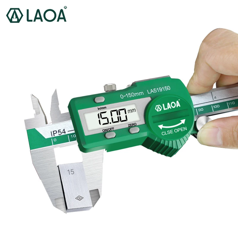 LAOA Digital Vernier Caliper 6 inch 150mm Stainless Steel Electronic Metal Waterproof Caliper Micrometer Depth Measuring Tools