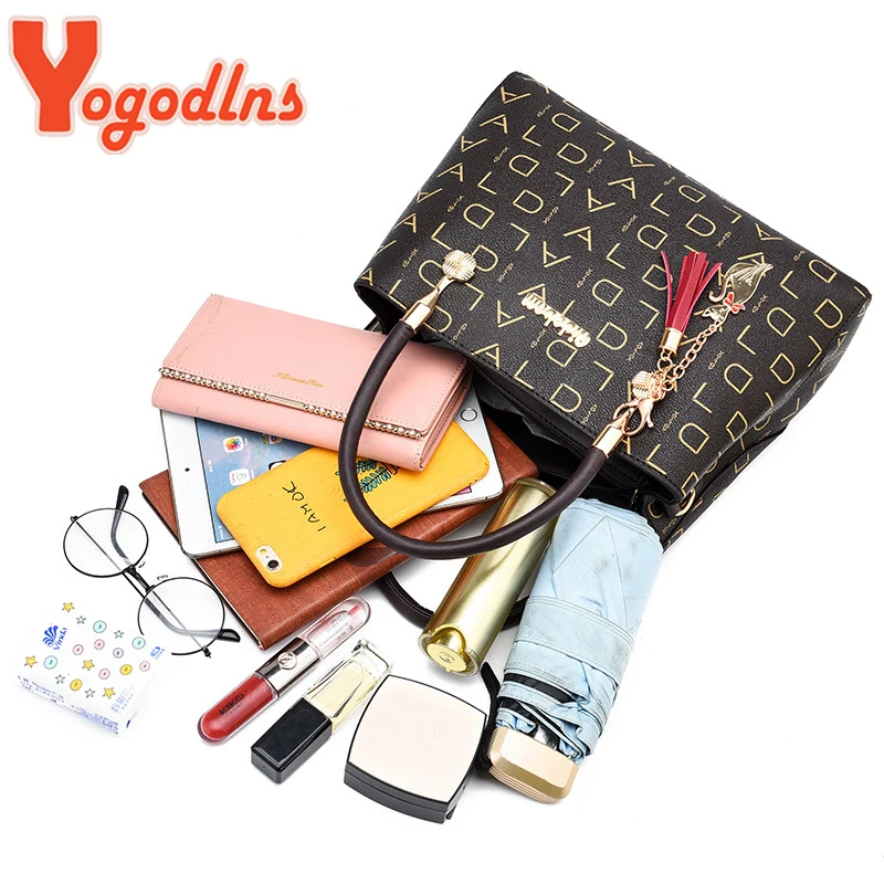 Yogodlns Brands Letter Print Women\'s Handbags Female Shoulder Bag Luxury Cat Tassel Handle Bag Lady Crossbody Bag Daily Pouch