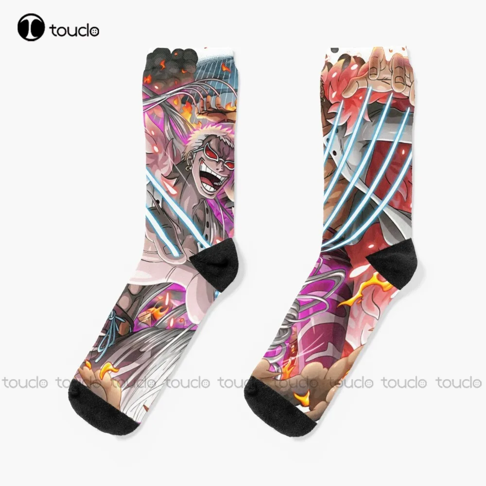 Doflamingo Anime Manga One Piece Socks Long Socks For Women Christmas Gift Custom Unisex Adult Teen Youth Socks Women Men