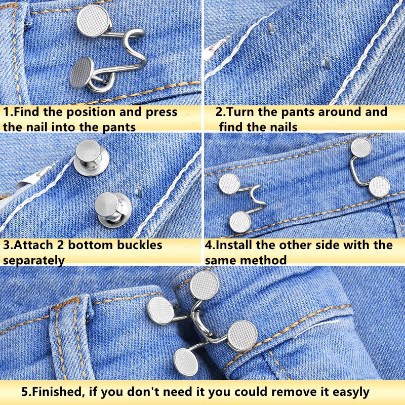 3pcs/Lot Invisible Adjust Button Metal Jeans Waist Removable Buckle Waist Button Detachable Button