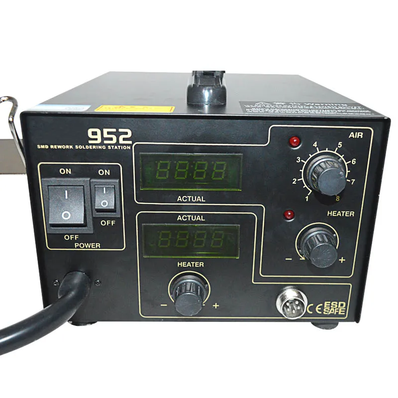 Estación de Reparación de aire caliente 952, suministro de estación de soldadura, estante de pistola de aire caliente, 2 en 1, SMD, BGA, estación de retrabajo, 110/220V, 1 ud.