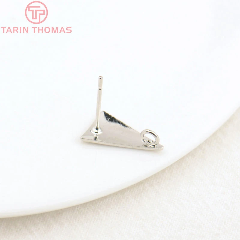 (2230) 10PCS 12x8.5MM 24k Gold Color Brass Long Triangle Stud Earrings High Quality Diy Accessories Jewelry Findings