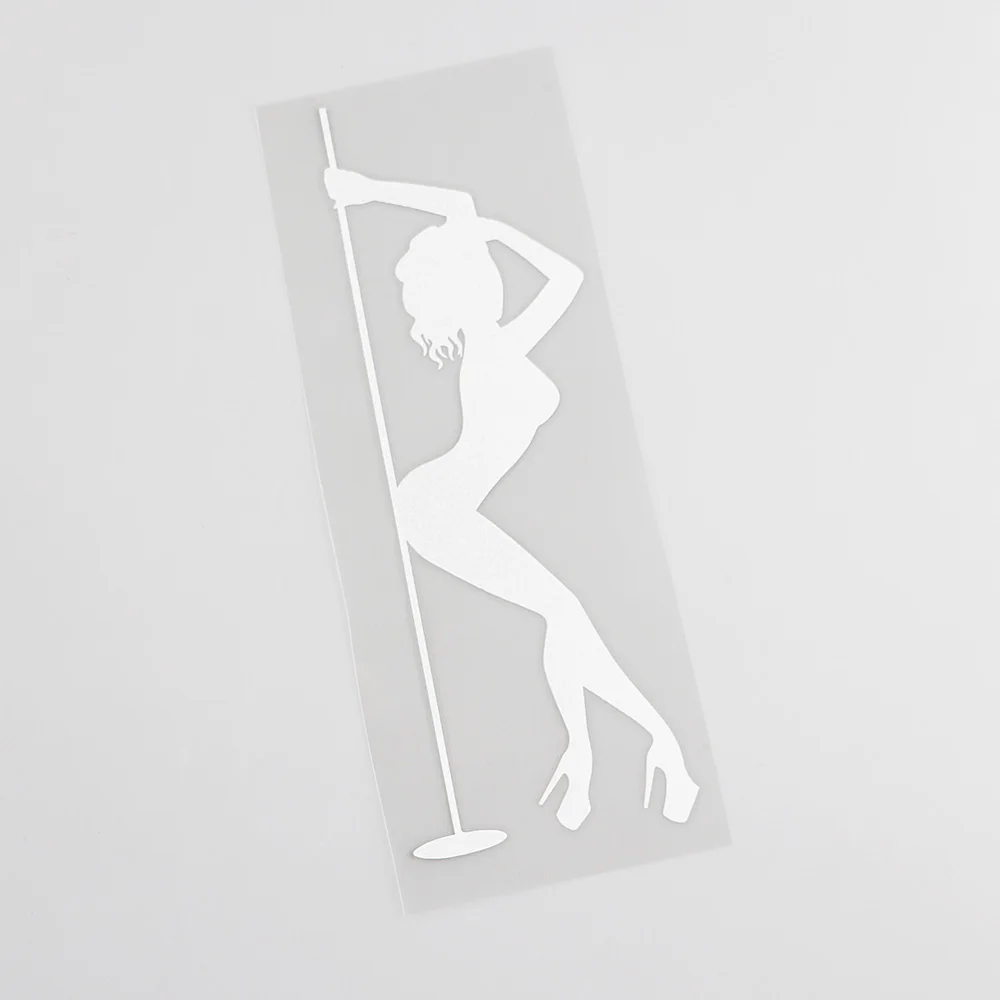 YJZT 6.4CMX17.1CM Stripper Sexy Naked Girl Strip Club Dance Vinyl Car Sticker Black/Silver 8A-0411