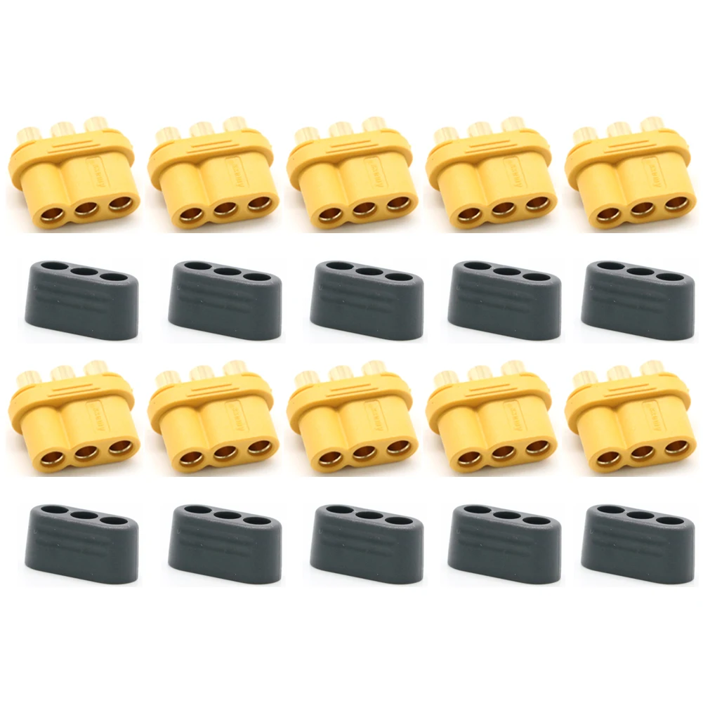 5 / 10 / 20pair Amass 3.5mm MR60 Three-core Plug T Plug Connector Male Female With Sheath Brass Gold Plated for RC Model Compone