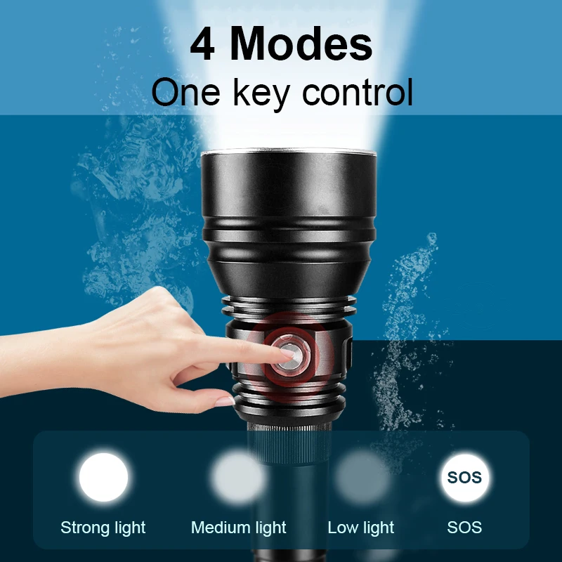 New XHP160 Professional Diving Flashlight IPX8 Waterproof Flash Light 200M Underwater Lamp LED Lantern Rechargeable Dive Torch