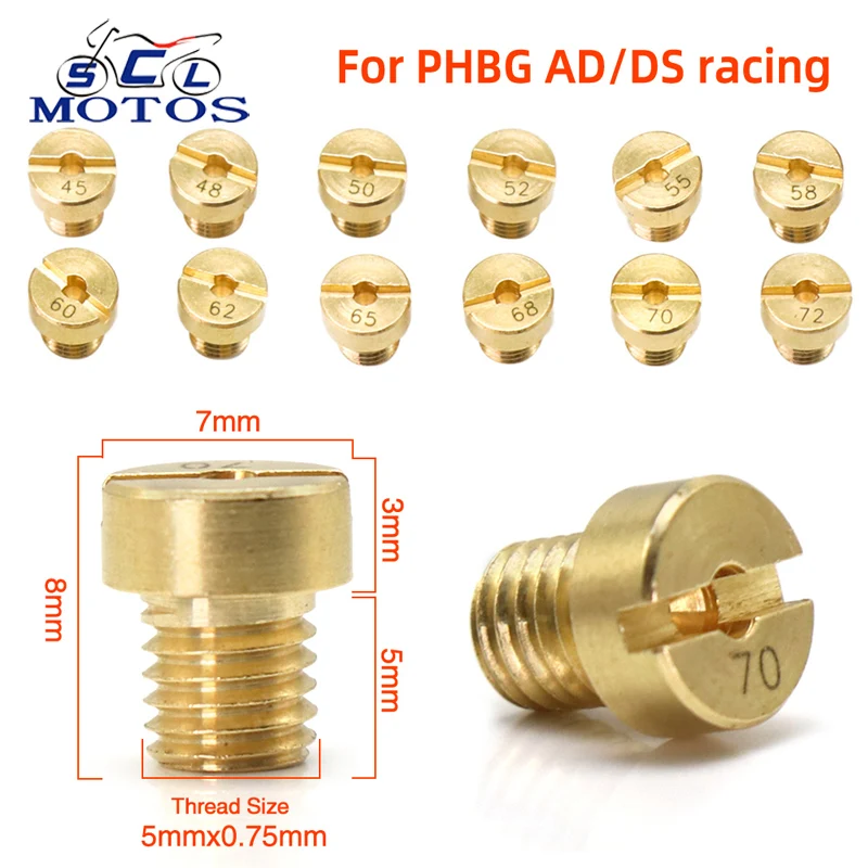 Sclmotos- M5ด้ายคาร์บูเรเตอร์เจ็ทหลัก AD/DS Racing สำหรับ Dellorto SHA PHBG NC PHVA Carb หลักหัวฉีดหัวฉีดนักบิน Jet #30-#135