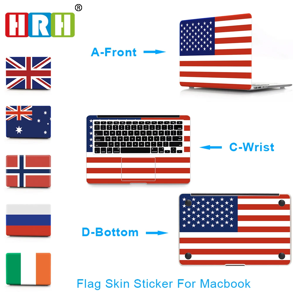

HRH 3 in 1 Flag Full body Vinyl Skin Cover Sticker for Macbook Guard Case Bottom Cover for Macbook Air Pro 11 12 13 15 Inch Skin