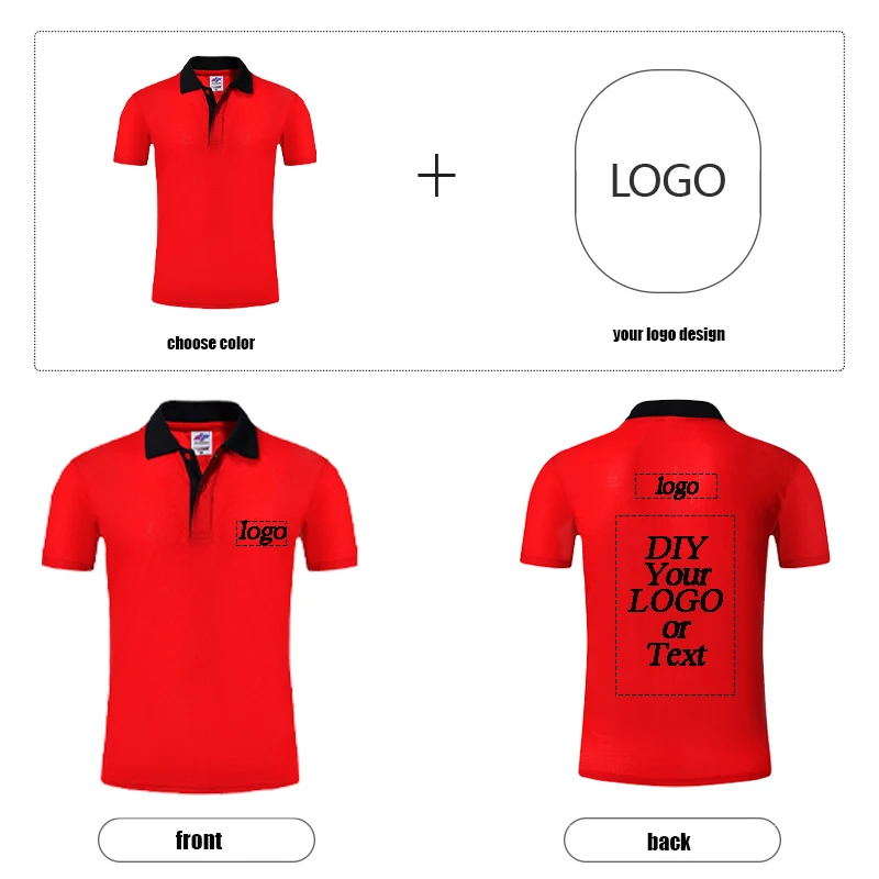 8-color POLO shirt custom LOGO color matching lapel short sleeve printing  LOGO an Polo Shirt Mens Casual  POLO