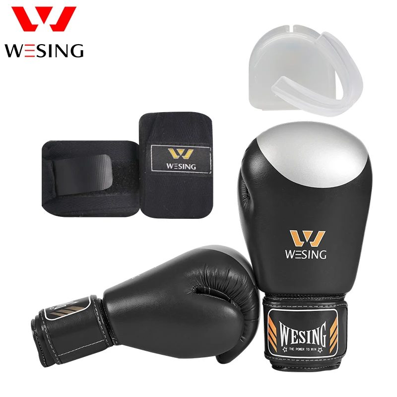 Wesing Guantes De Boxeo Training Sparring Protective Equipment Set With Handwraps Mouth Guard Muay Thai Boxing Gloves