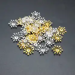 100Pcs Gold Silver Mixed Filigree Flower Wraps Connectors Embellishments Gift Decoration DIY Findings 15x13mm